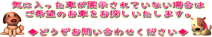 気に入った車が展示されていない場合はご希望のお車をお探しいたします。どうぞお問い合わせください。